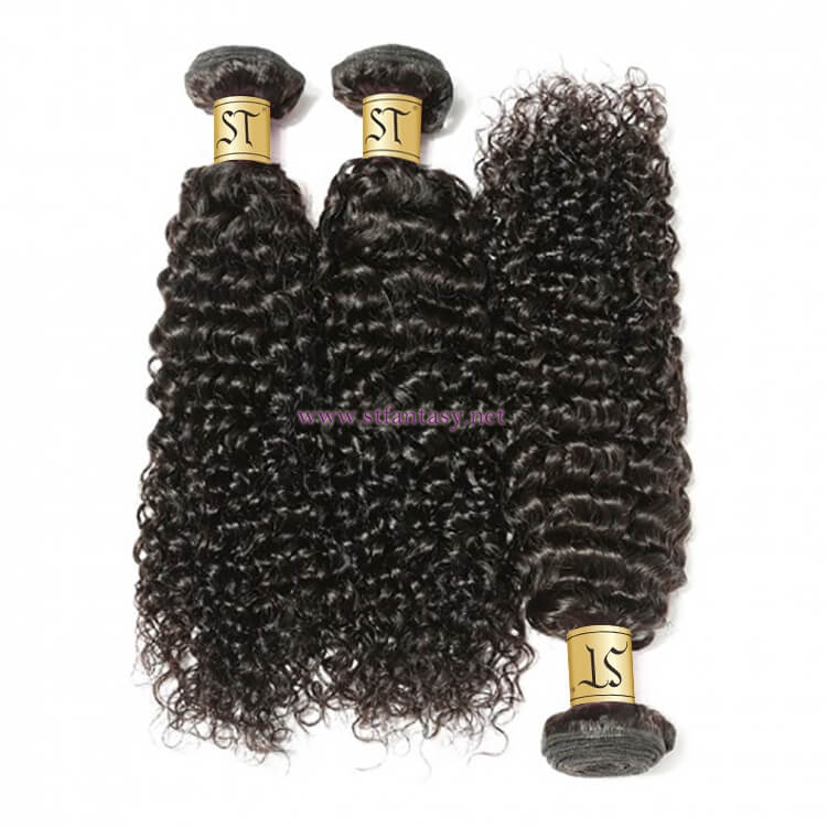 ST Fantasy Indian Jerry Curly Frontal Closure With 3Bundles Virgin Hair