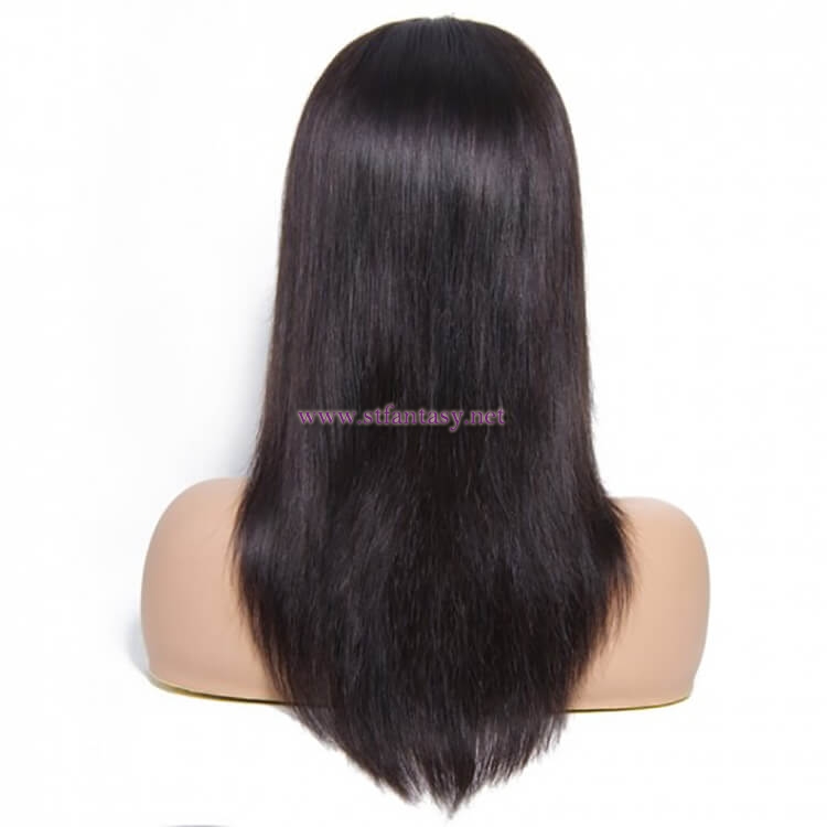 ST Fantasy Best Quality Long Lace Front Straight Black Human Hair Wigs