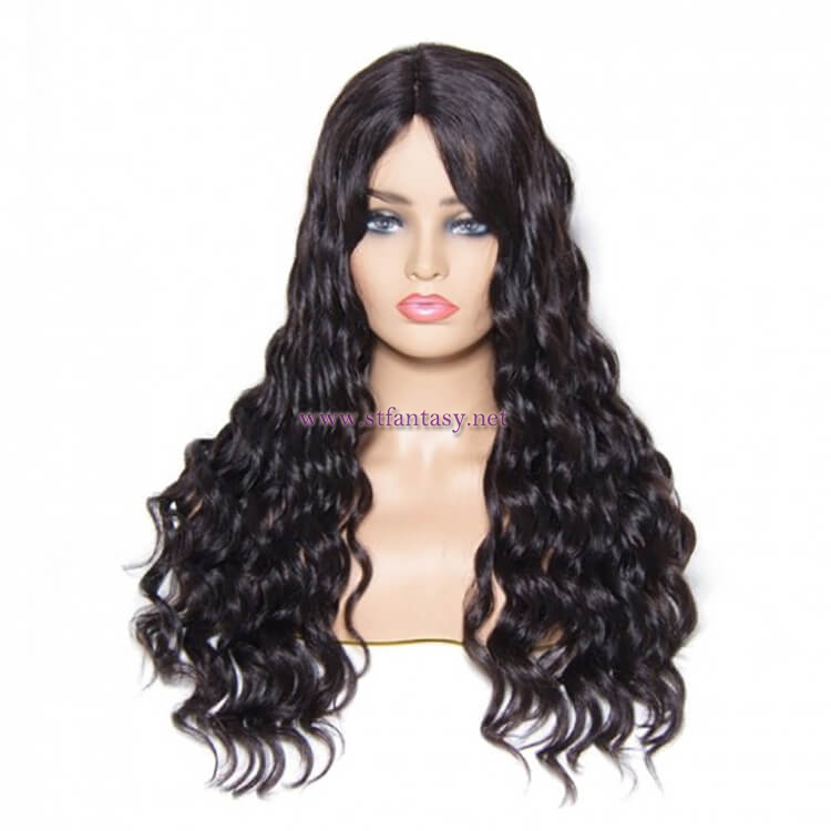 ST Fantasy Natural Long Wavy Human Hair Wigs 4 Colors