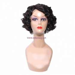 ST Fantasy Pre-plucked Natural Side Part Short Wave Bob Wig