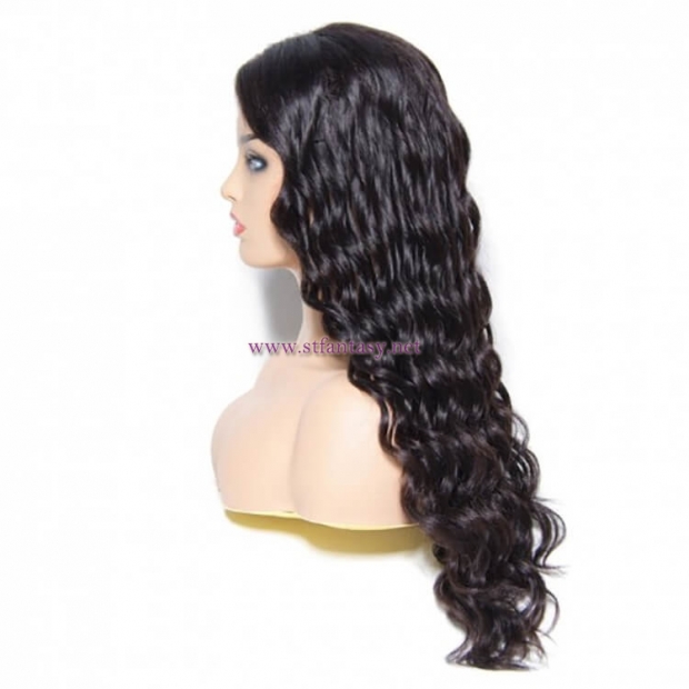 ST Fantasy Natural Long Wavy Human Hair Wigs 4 Colors