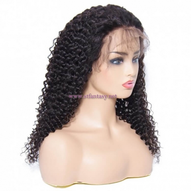 ST Fantasy Human Hair 150% Density Jerry Curly Lace Front Wigs With Baby Hair