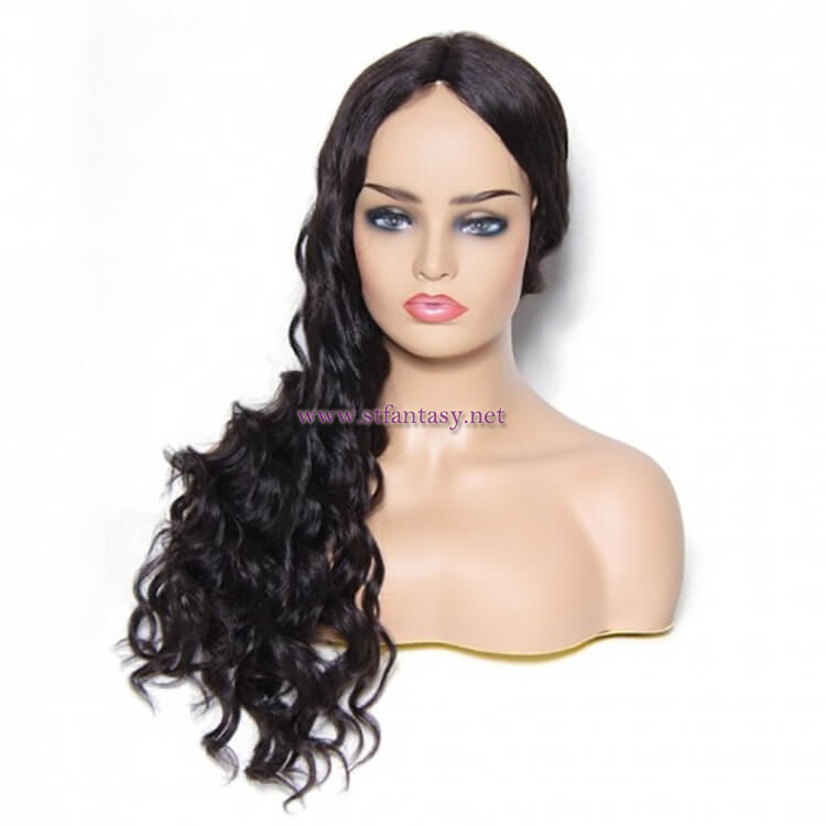 ST Fantasy Natural Long Wavy Human Hair Wigs 4 Colors