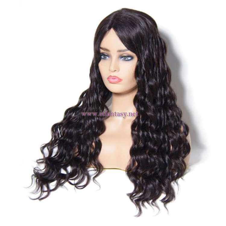 ST Fantasy Natural Long Wavy Human Hair Wigs 4 Colors