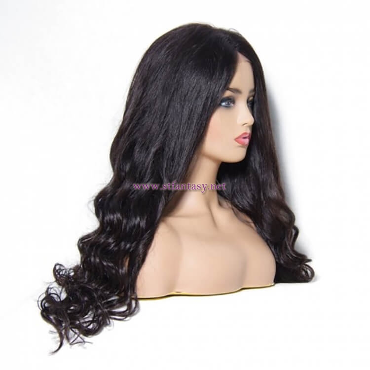 ST Fantasy Long Wavy Lace Front Human Hair Wigs With Baby Hair 4 Colors