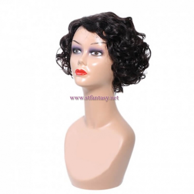 ST Fantasy Pre-plucked Natural Side Part Short Wave Bob Wig