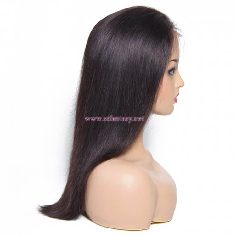 ST Fantasy Best Quality Long Lace Front Straight Black Human Hair Wigs
