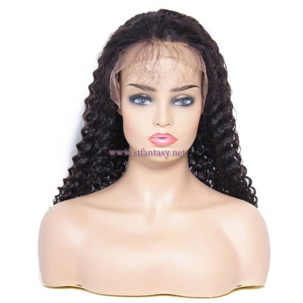 ST Fantasy Human Hair 150% Density Jerry Curly Lace Front Wigs With Baby Hair