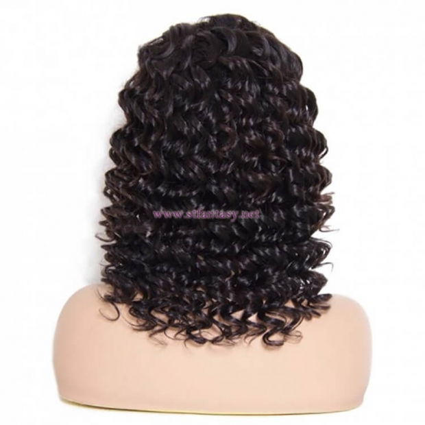 ST Fantasy Medium Long Curly Free Part Lace Front Human Hair Wig With Baby Hair