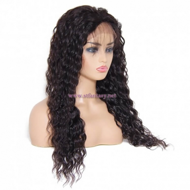 ST Fantasy Long Deep Wave Free Part Lace Front Human Hair Wig With Baby Hair