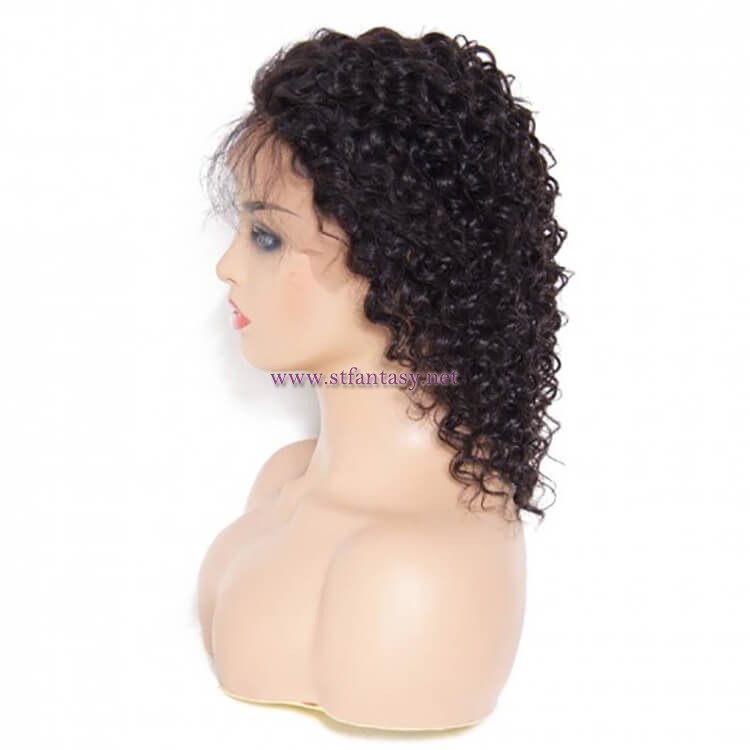 ST Fantasy Pre-Plucked Medium Long Curly Lace Front Human Hair Wig With Baby Hair