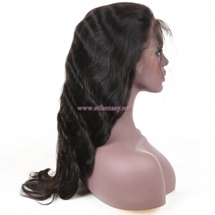 ST Fantasy Pre-plucked Body Wave Lace Front Wig 100% Human Hair Natural Black