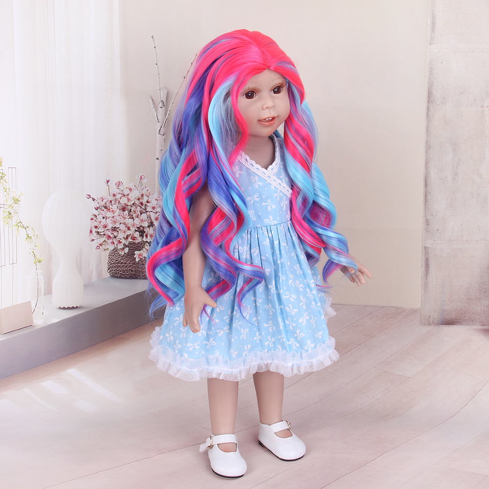 STFantasy Fashion ombre Blue Water Wave Wig American Girl Doll Wigs For 13 Inch