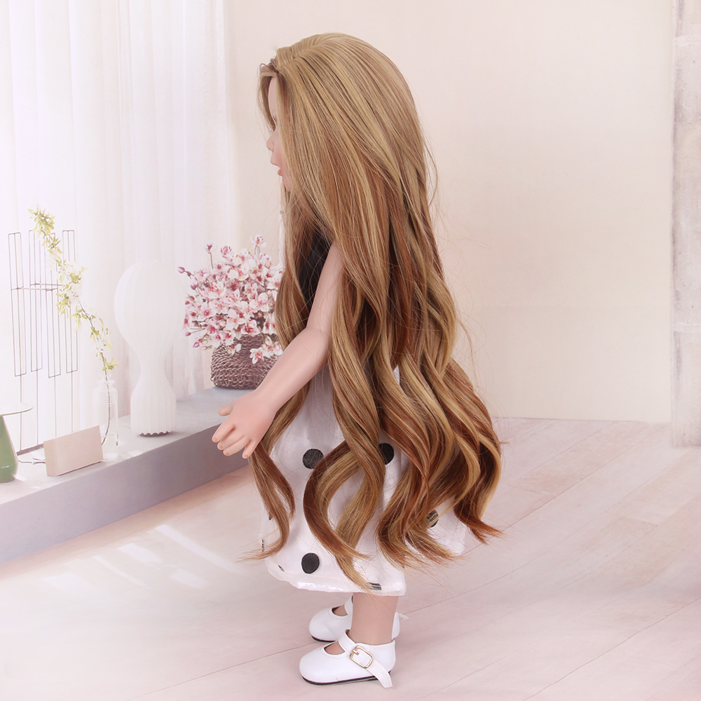 STFantasy Fashion Brown Water Wave Wig American Girl Doll Wigs For 16 Inch