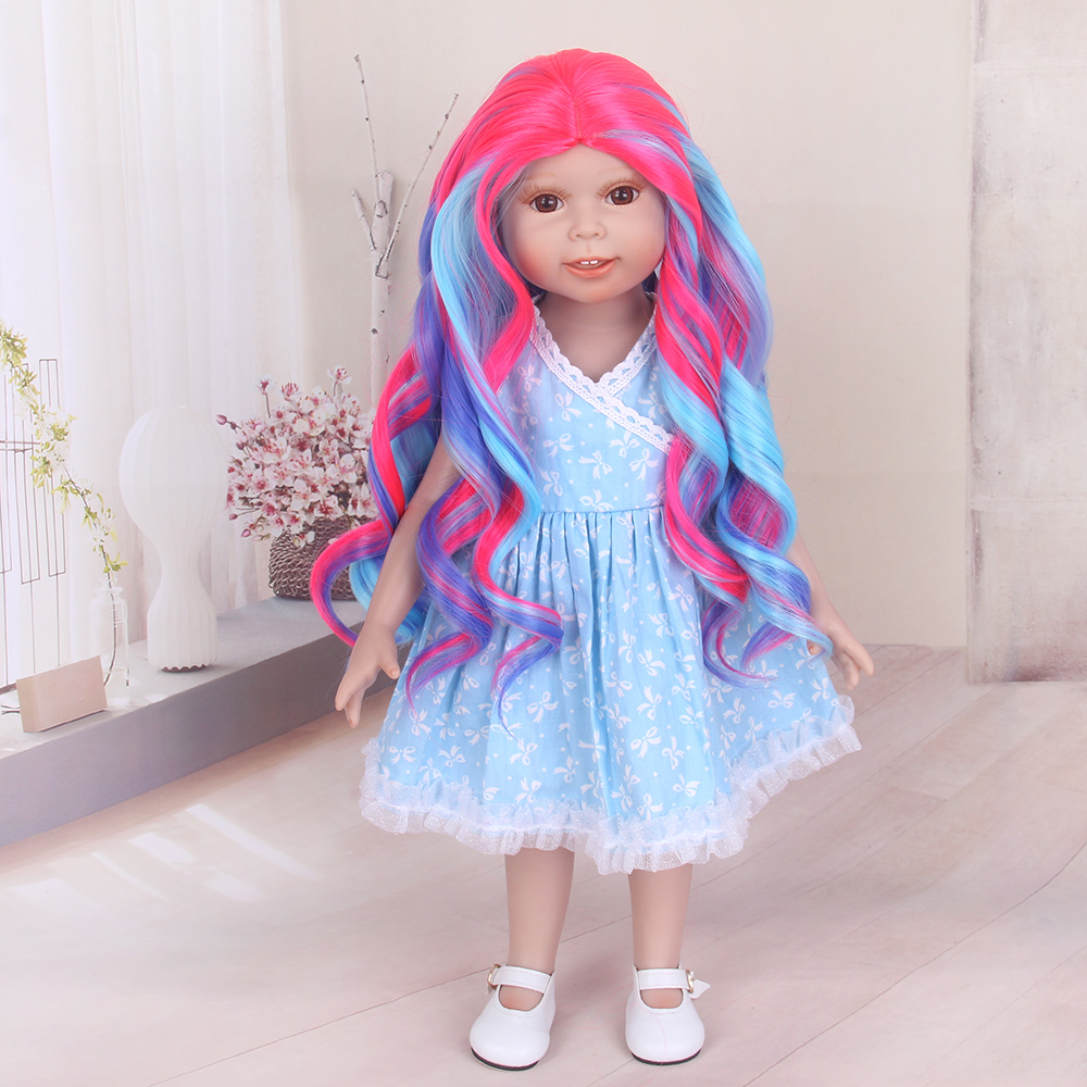 STFantasy Fashion ombre Blue Water Wave Wig American Girl Doll Wigs For 13 Inch