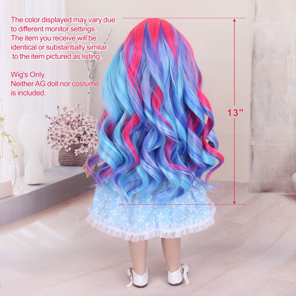 STFantasy Fashion ombre Blue Water Wave Wig American Girl Doll Wigs For 13 Inch