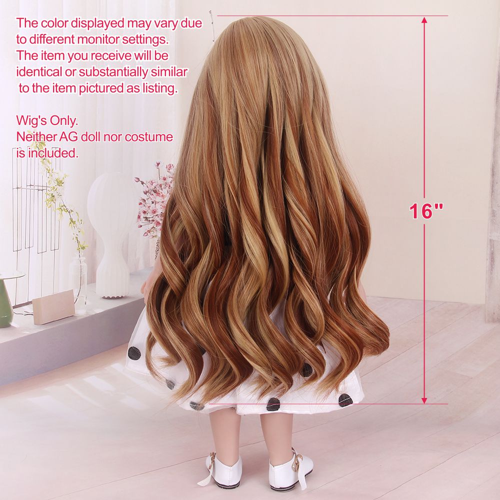 STFantasy Fashion Brown Water Wave Wig American Girl Doll Wigs For 16 Inch