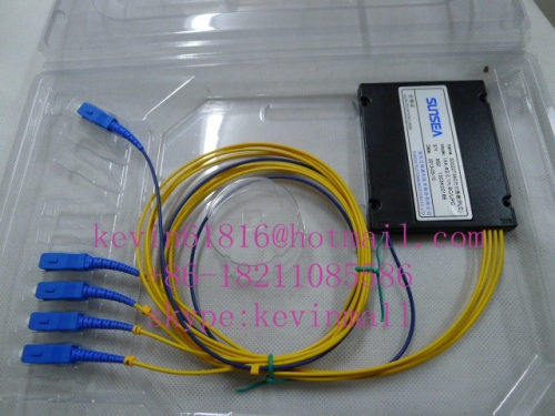1x4 PLC siglemode  Splitter, Fiber Optic PLC Splitter with SC connector SC/UPC pigtail 1:4 sunsea brand