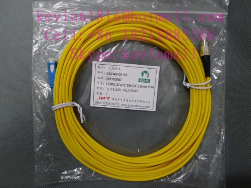 10 meters length optical fiber jumper FC-SC Connector single mode of Aviation, JPT and Optec  brands.