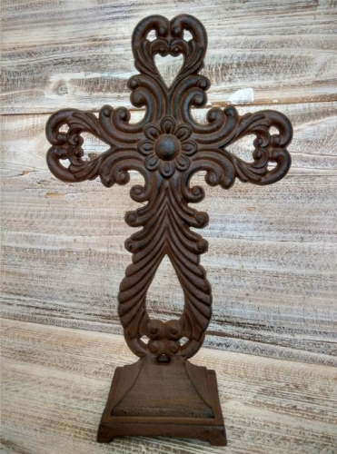 Cast Iron Standing Tabletop Cross JC5-15054