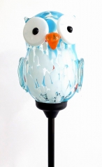 Decorative Hand Blown Glass Garden Solar Lights  - OWL