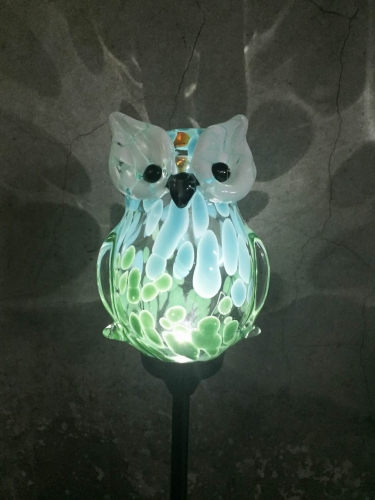 Decorative Handmade Glass Garden Solar Lights  - OWL