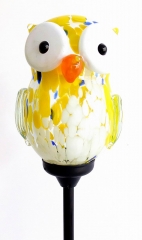 Decorative Hand Blown Glass Garden Solar Lights  - OWL