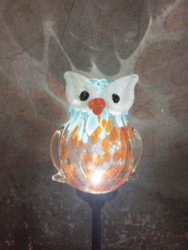 Decorative Handmade Glass Garden Solar Lights  - OWL