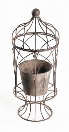 Metal Plant Pot in Antique Brown finish