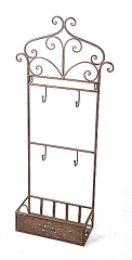 Rustic Metal Wall Rack with 4 Hooks