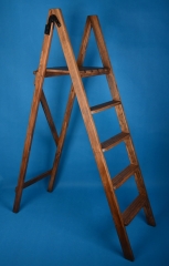 Vintage Wooden Folding Step Ladder 5 Step Stool Display Shelf