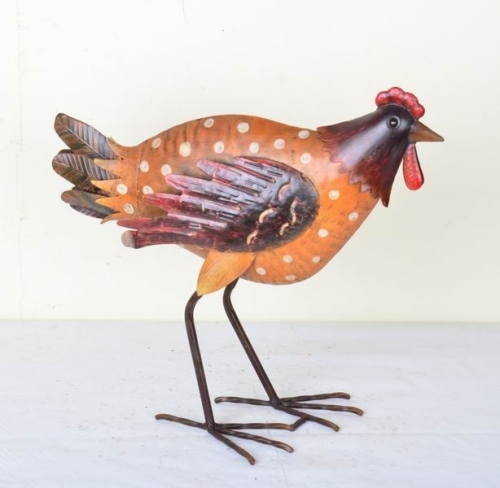 Hand Paint Metal ROOSTER Chicken Yard Art Barn Farm