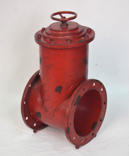 Antique Red Metal Trash Can