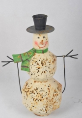 Metal Snowman Candle Holder