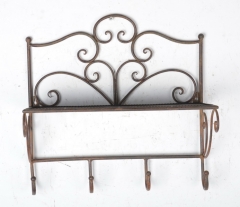 Rustic Metal Wall Rack with 4 Hooks