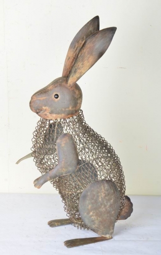 Hand Paint Metal Rabbit Yard Art Barn Farm