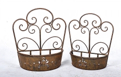 Set of 2 Rustic Metal Wall Rack