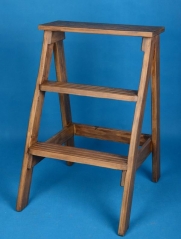 Vintage Wooden Folding Step Ladder 2 Step Stool Display Shelf