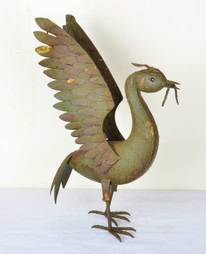 Antique Green Metal Bird Yard Art Barn Farm