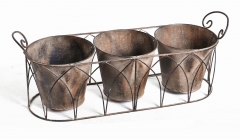 Metal Plant Pots in Antique Brown finish