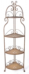 4-Tier Rustic Metal Folding Corner Shelf