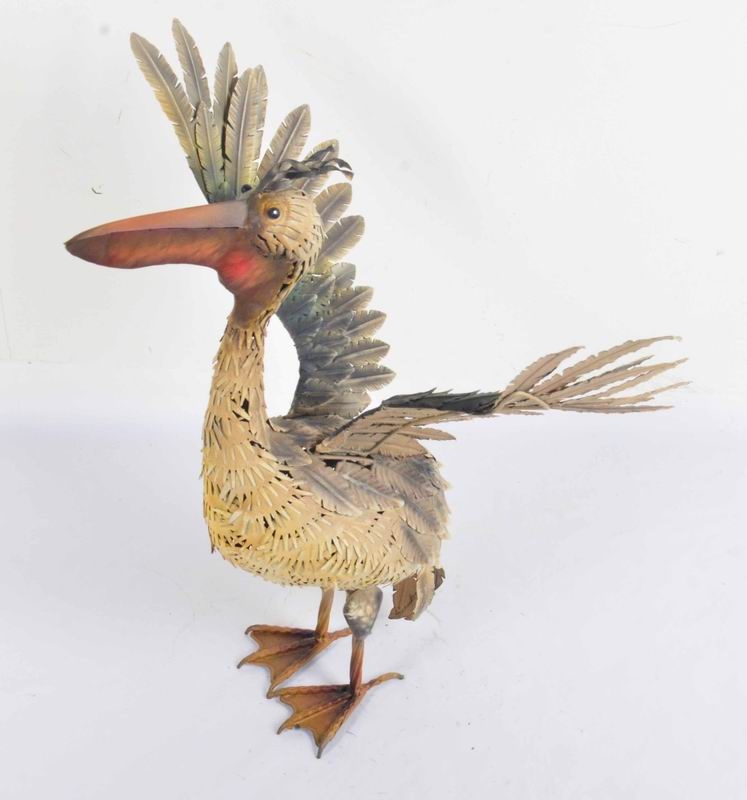 Hand Paint Metal Pelican Yard Art Barn Farm