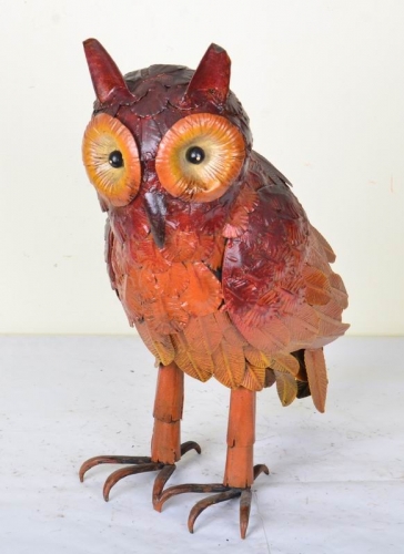 Hand Paint Metal Owl Yard Art Barn Farm