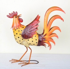 Hand Paint Metal ROOSTER Chicken Yard Art Barn Farm