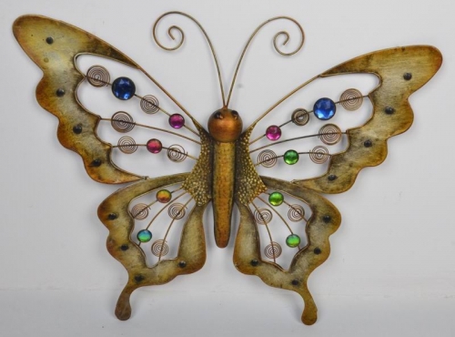 Metal Butterfly Wall Art Sparkling Gems Decor