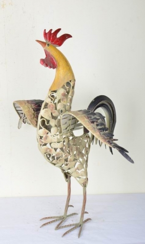 Hand Paint Metal ROOSTER Chicken Yard Art Barn Farm