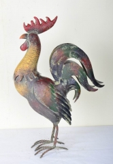 Hand Paint Metal ROOSTER Chicken Yard Art Barn Farm