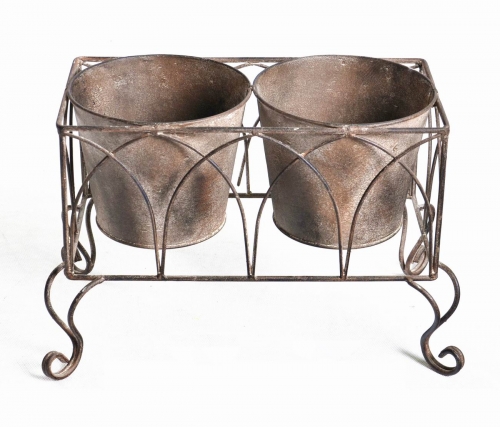 Metal Plant Pots in Antique Brown finish
