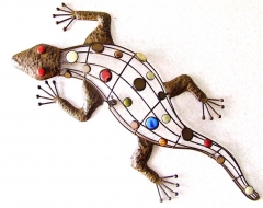 Metal Gecko Wall Art Sparkling Gems Decor