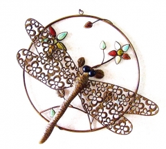 Metal Dragonfly Wall Art Sparkling Gems Décor